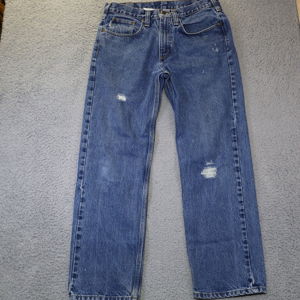 Carhartt Traditional Fit Jeans Mens 32x30 Blue Denim Straight Leg B180 DVB